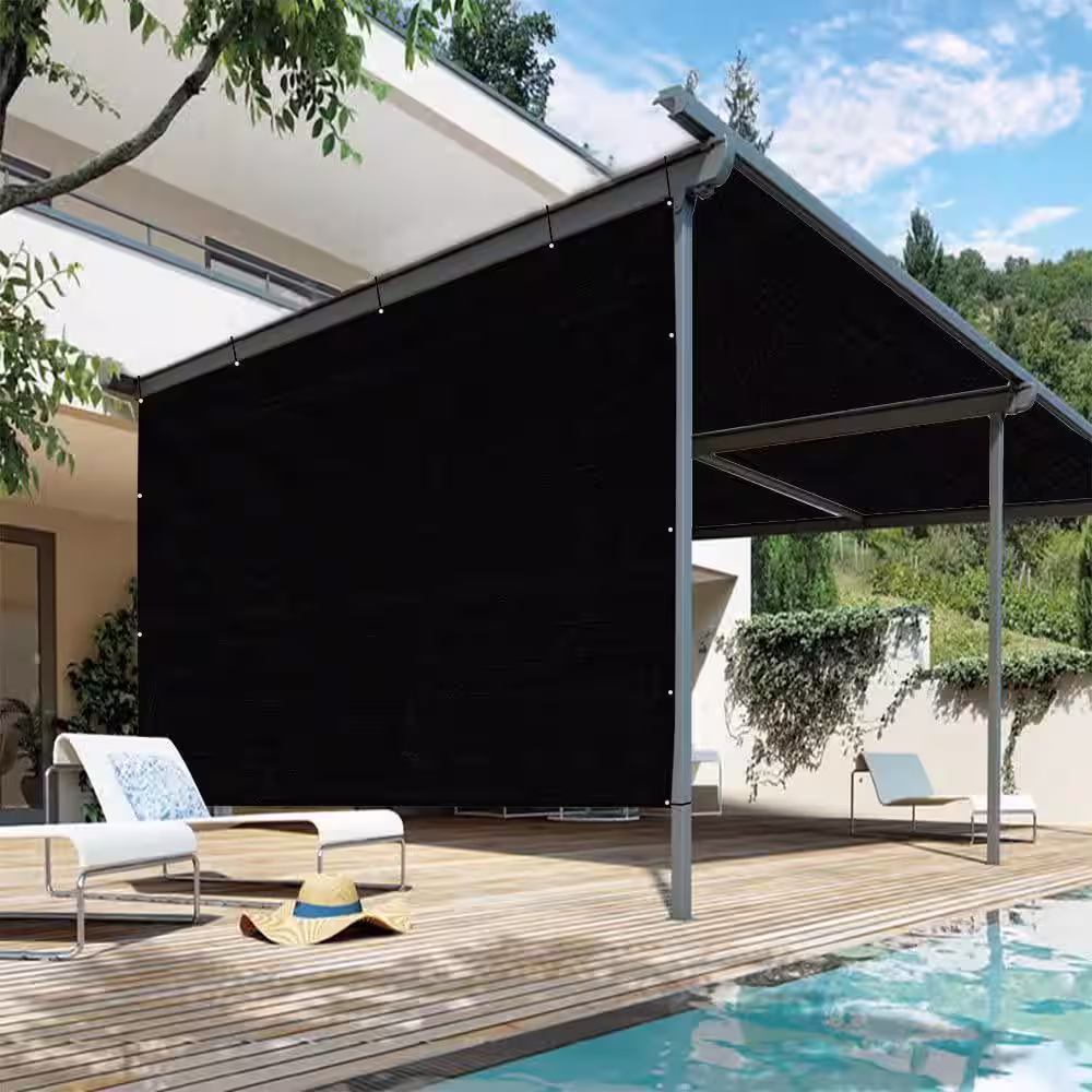 Shatex Outdoor Pergola Shade Cover Canopy for Patio Privacy Shade Screen Panel with Grommets on 2 Sidesï¼?0'x20', Black