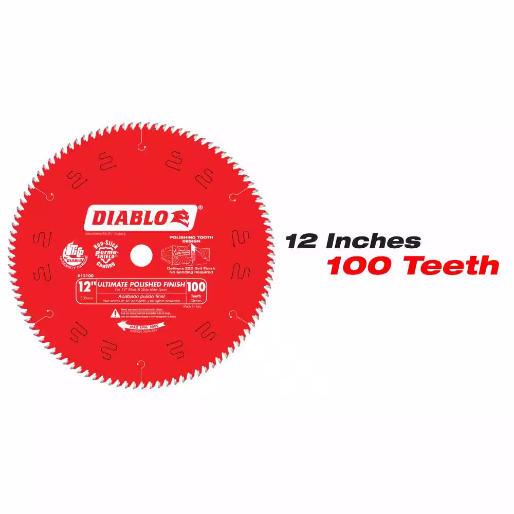DIABLO 12 in. x 60-Tooth Combination Saw Blade and 12 in. x 100-Tooth Ultimate Polished Saw Blade (2-Blades)
