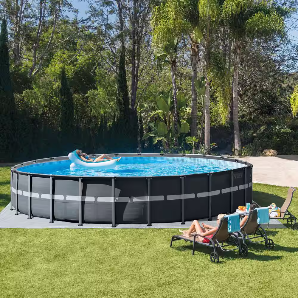 INTEX 26 ft. x 52 in. Ultra Frame Above Ground Swimming Pool Set with Pump and Ladder