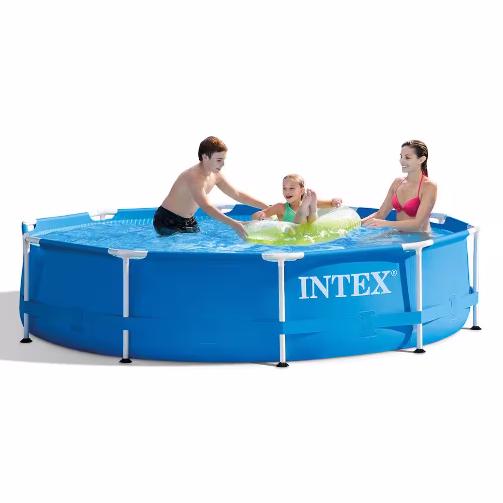 INTEX 10 ft. x 10 ft. Round 30 in. Deep Metal Frame Pool w/ Pump & Type H Filters (6 Pack) & 10' Round Pool Cover