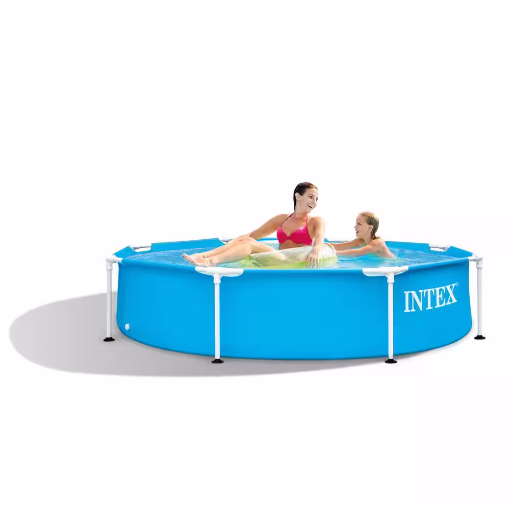 Intex 8 ft. x 20 in. Round Rust Resistant Durable Steel Metal Frame Swimming Pool