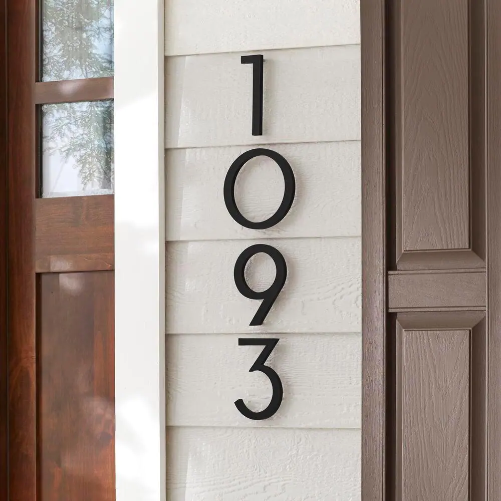Everbilt 6 in. Matte Black Aluminum Floating or Flat Modern House Number 0