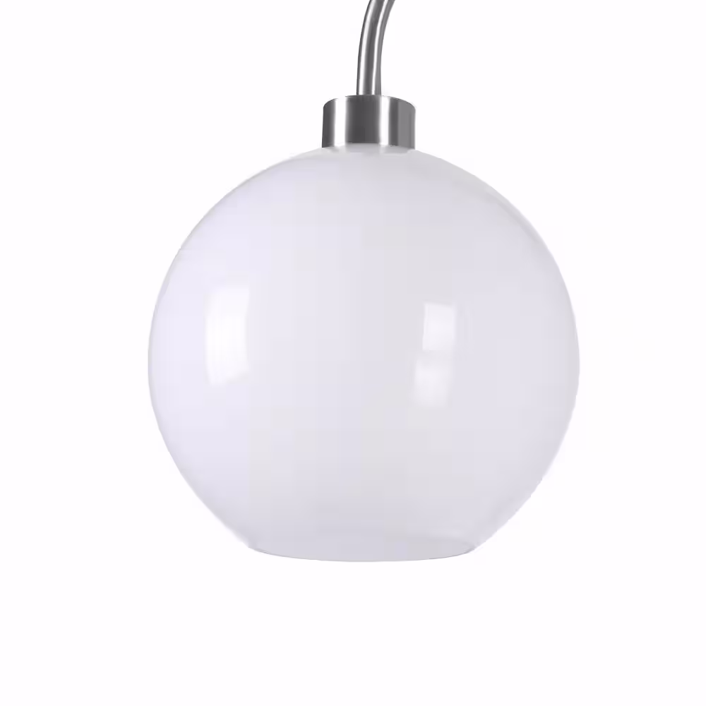Hampton Bay Highstone 63 in. Brushed Silver Indoor Floor Lamp with Opal Globe Shade