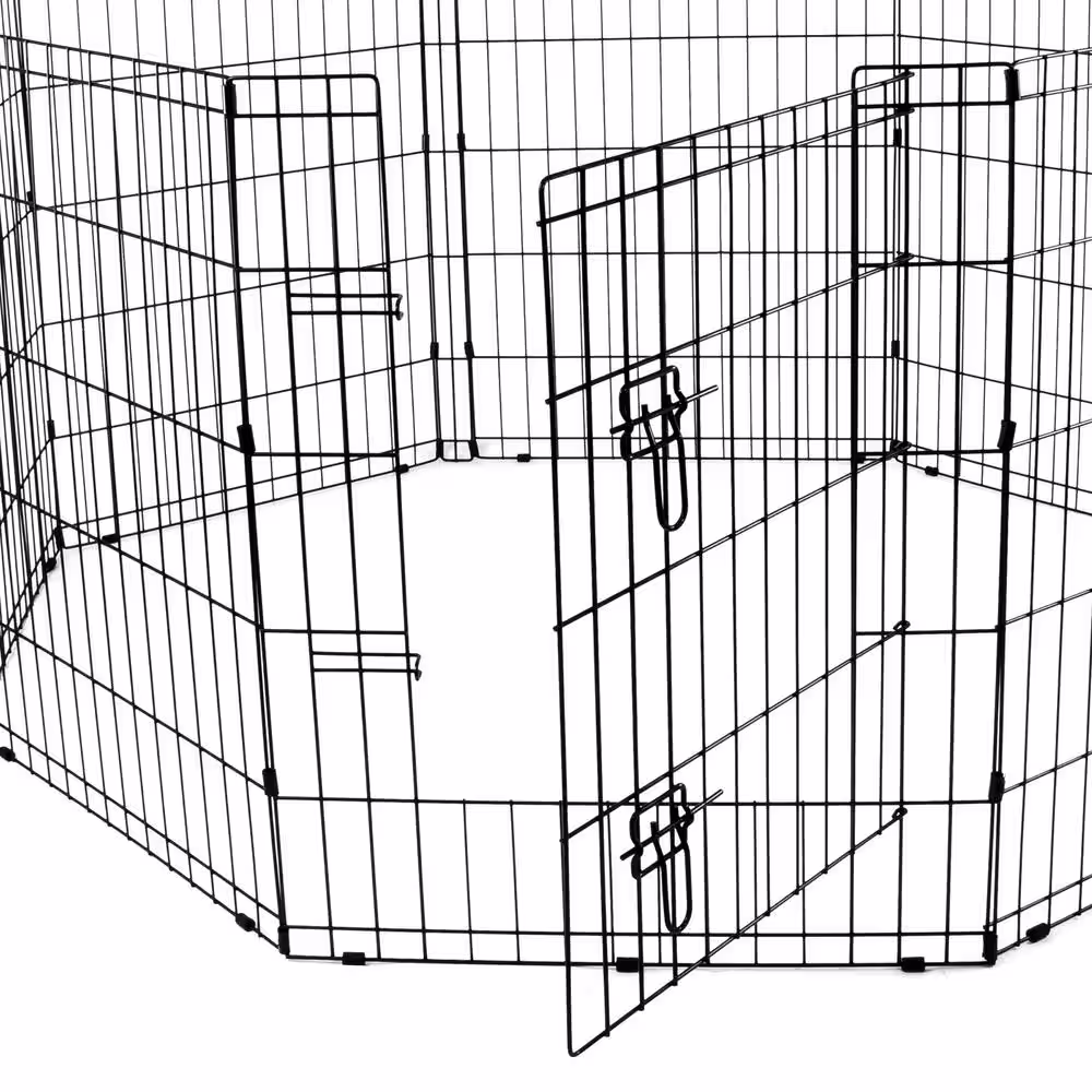 None 0-Acre 30 in. Indoor/Outdoor Collapsable Dog Exercise Pen with Latched Door