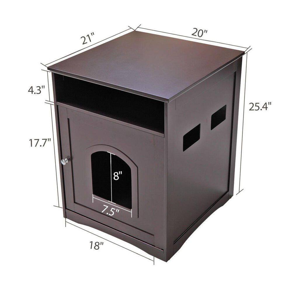 None Cat's Wooden House Indoor Feline Condo Toilet Litter Box Hideaway Beside Table Nightstand