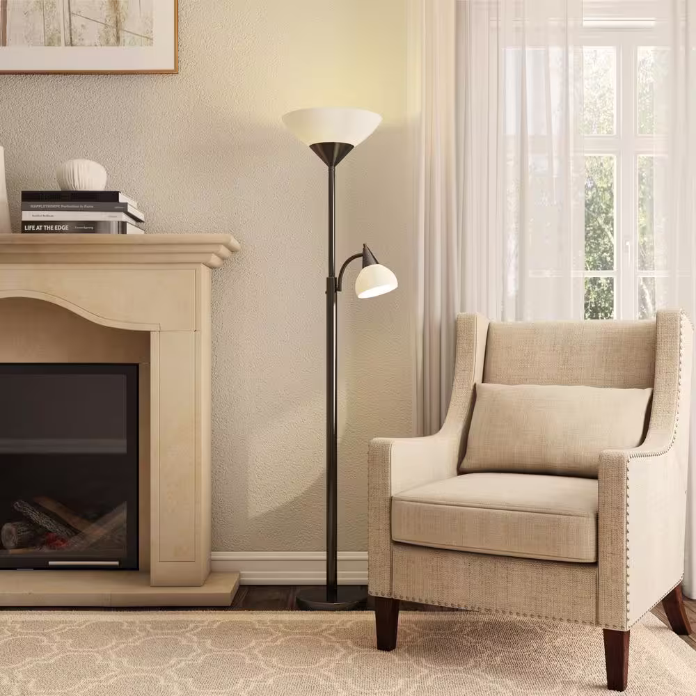 Adesso Piedmont 71 in. Black Combo Floor Lamp