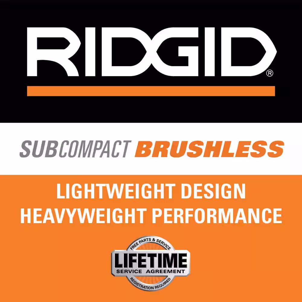 RIDGID 18V SubCompact Brushless 2-Tool Combo Kit with Drill/Driver, Impact Driver, (2) 2.0 Ah Batteries, Charger, and Tool Bag