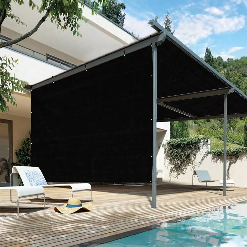 Shatex Outdoor Pergola Shade Cover Canopy for Patio Privacy Shade Screen Panel with Grommets on 2 Sidesï¼?'x12', Black