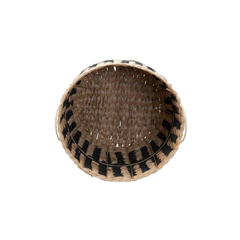 HOUSEHOLD ESSENTIALS Natural and Black Cattail and Paper Seagrass Pillar Basket