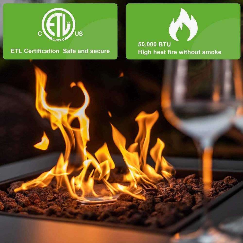 None 28 in. 50000 BTU Propane Fire Pit Table (Black)