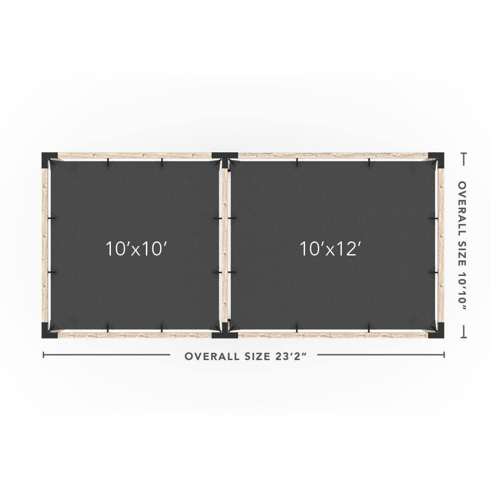 TOJA GRID 10 ft. L x 22 ft. W Double Pergola Kit with 2 Denim Shade Sails, for 4x4 Wood