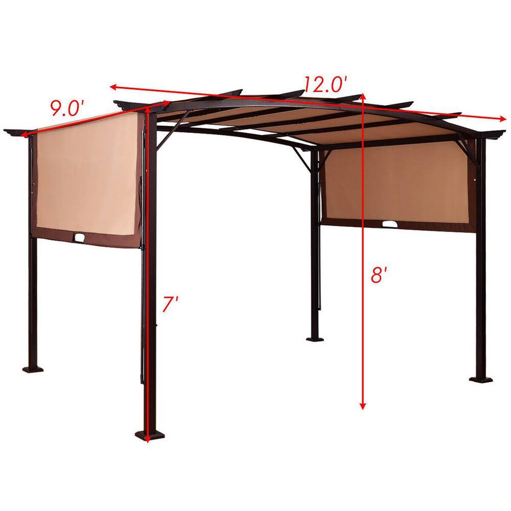 None 12 ft. x 9 ft. Beige Outdoor Gazebo