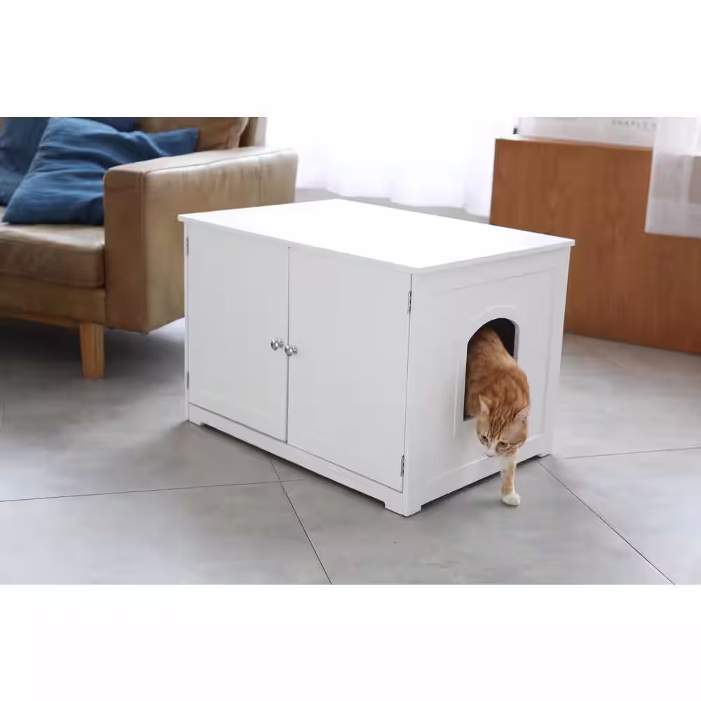 zoovilla White Kitty Loo Litter Bench Box Cover