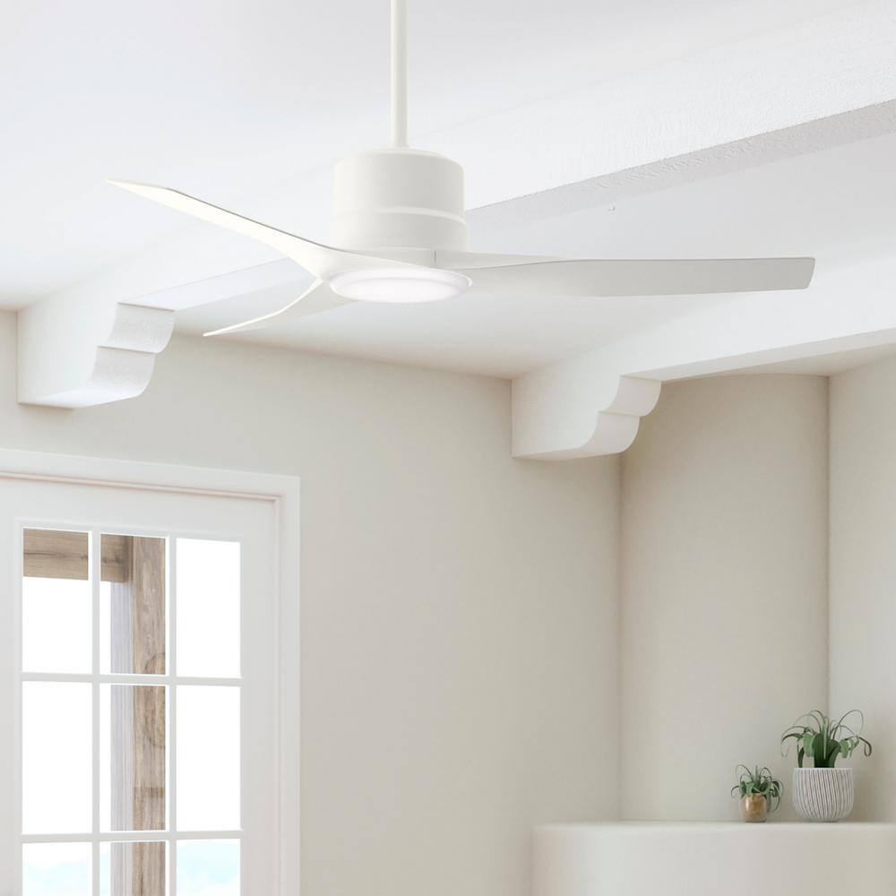 Casablanca Piston 52 in. Integrated LED Indoor/Outdoor Fresh White Ceiling Fan with Light Kit and Remote Included