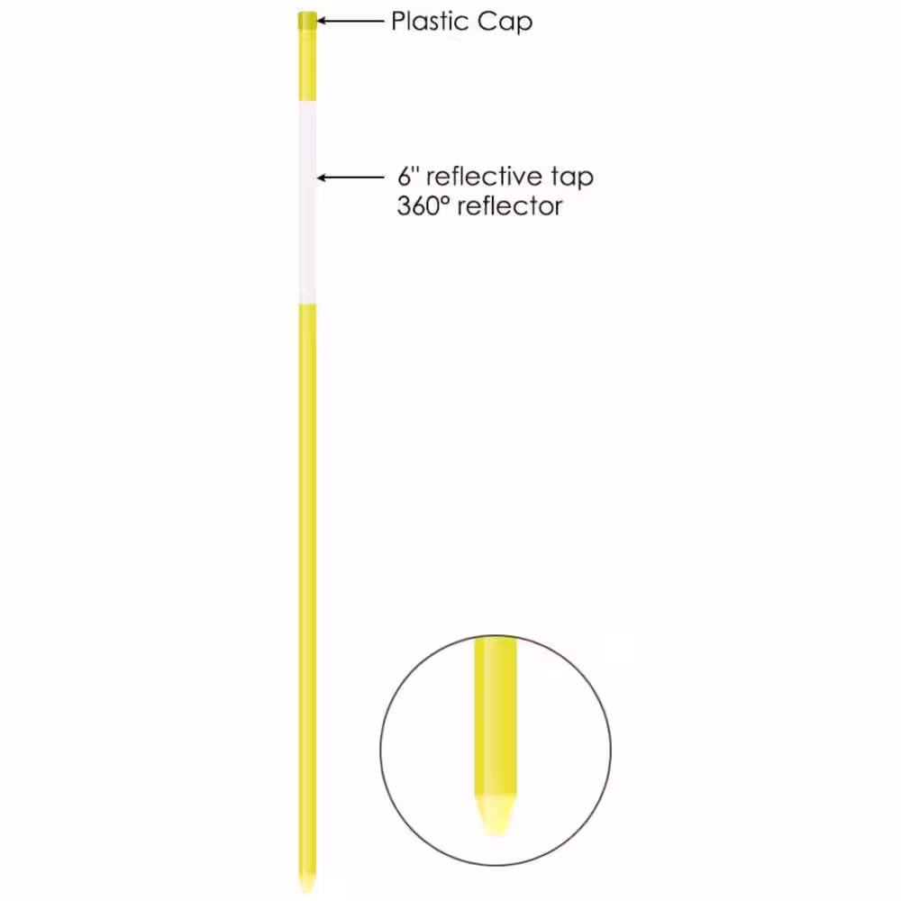 None 72 in. Driveway Reflectors Safety Shaft Solid Snow Poles Stakes, 5/16 in. Dia Yellow (50-Pack)