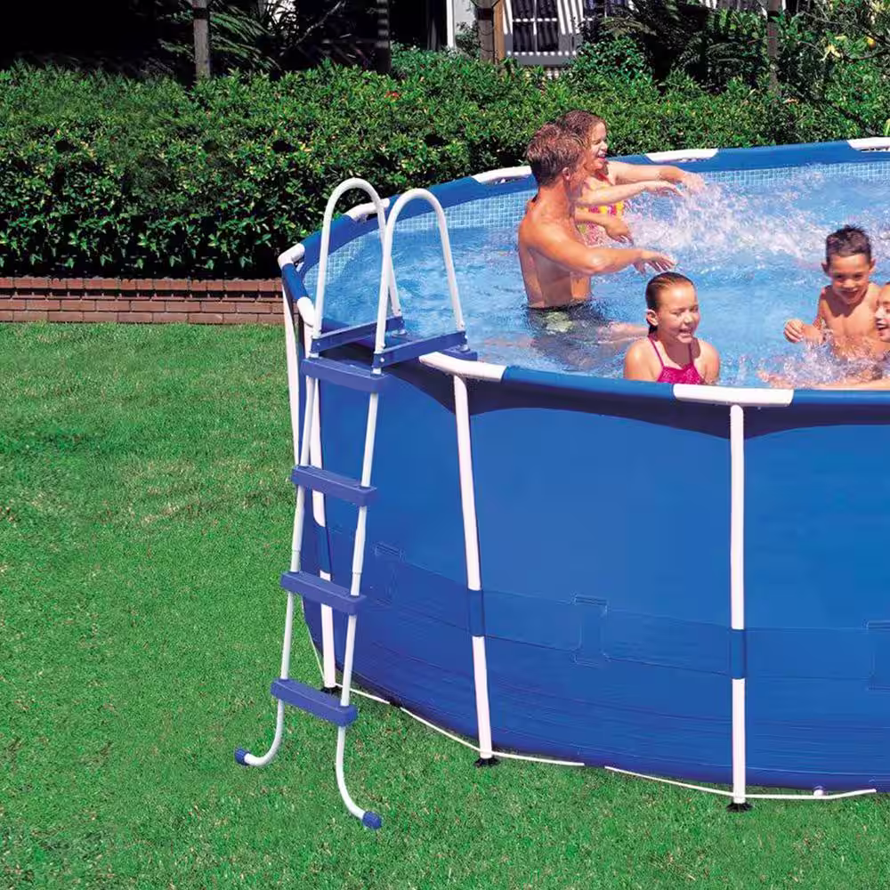 INTEX 15 ft. x 48 in. Round Metal Frame Above Ground Swimming Pool Set and 15 ft. Pool Cover