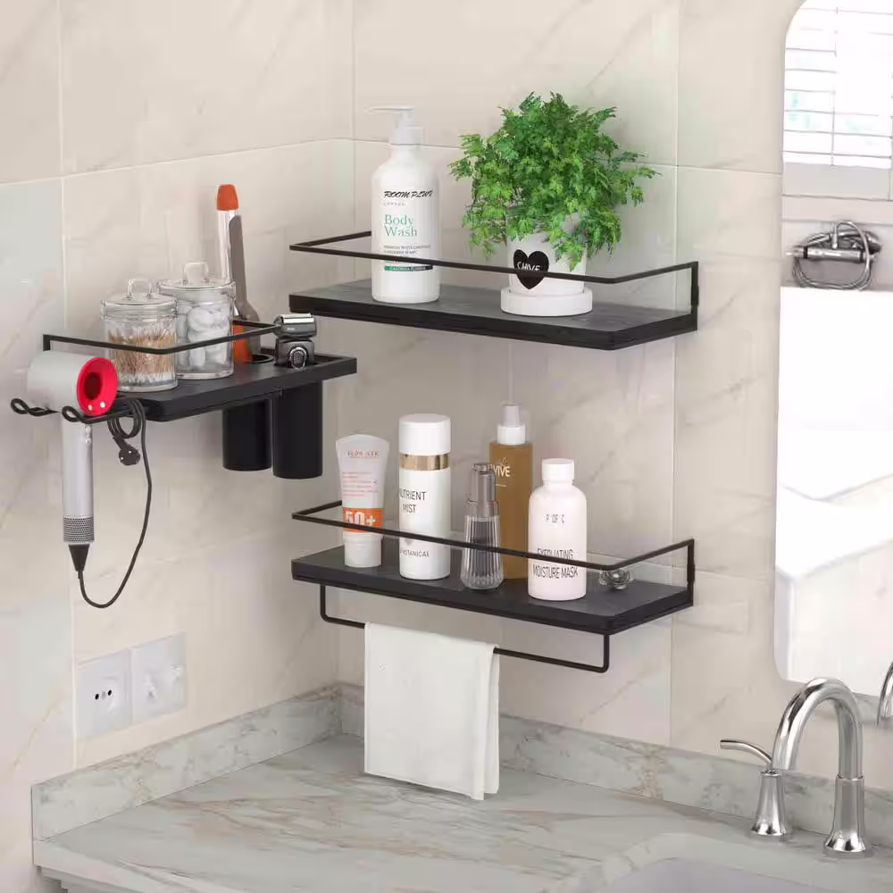 None 15.7 in. W x 6 in. D Floating Decorative Wall Shelf (Set of 3)