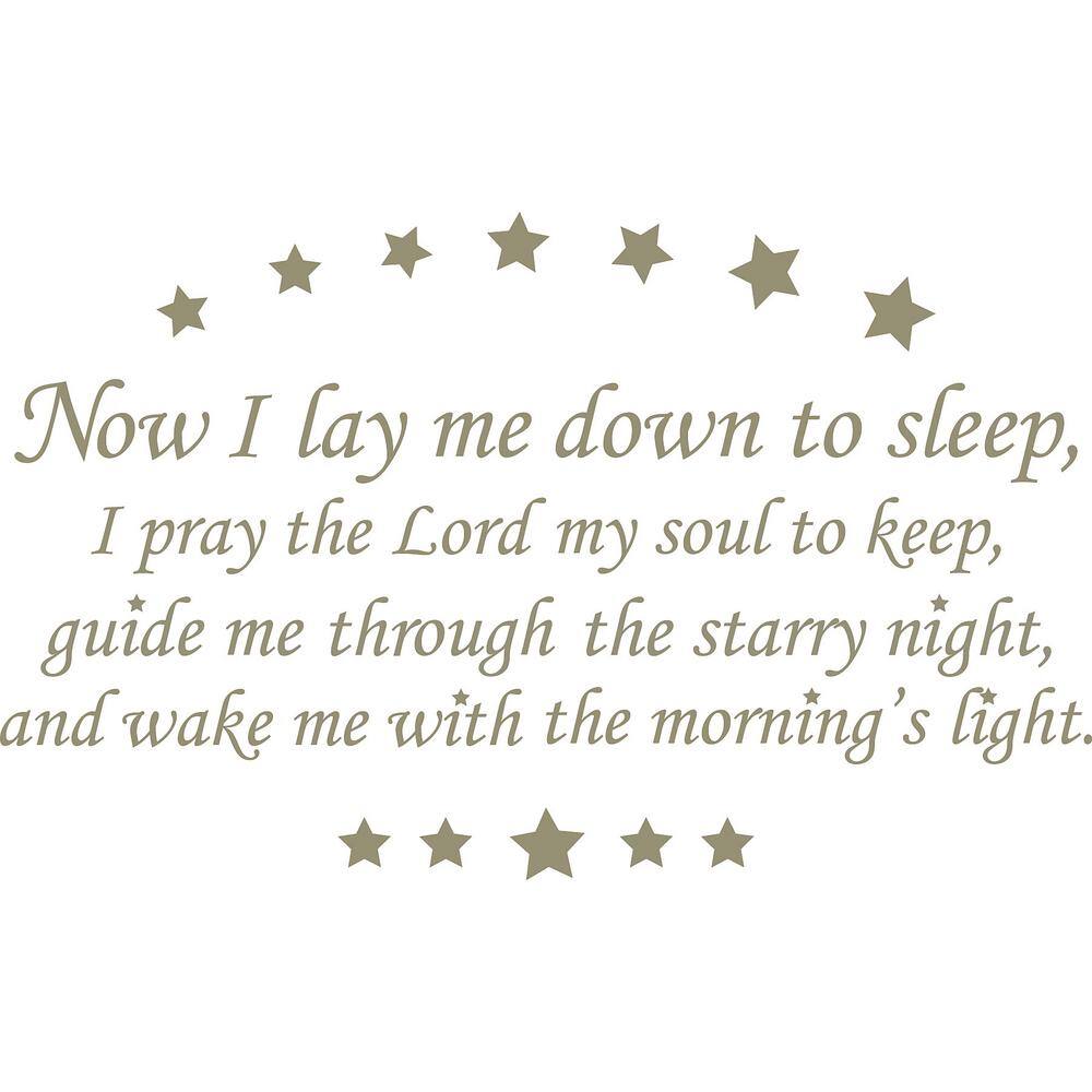 WallPops Grey Now I Lay Me Down Wall Quote Decal