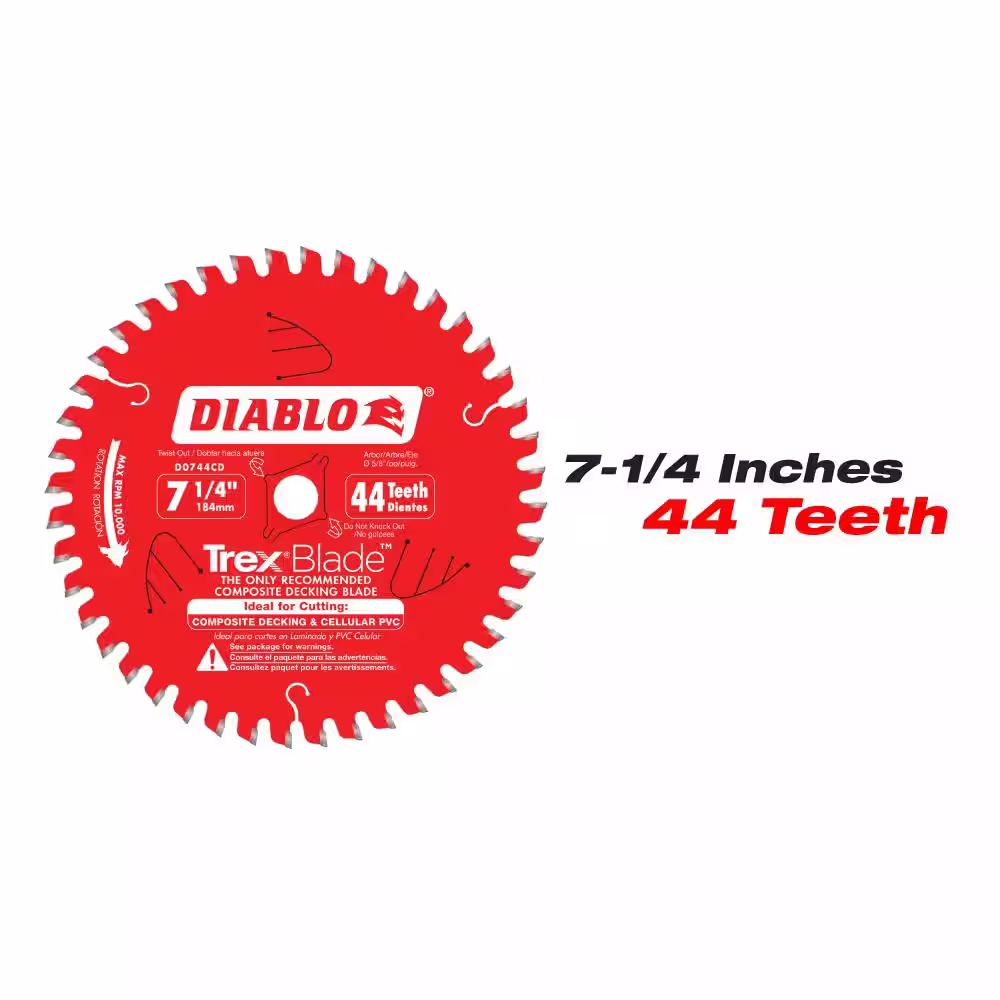 DIABLO 7-1/4 in. x 44-Tooth and 12 in. x 84-Tooth TREX Composite Material/Plastics Circular Saw Blades (2-Blades)