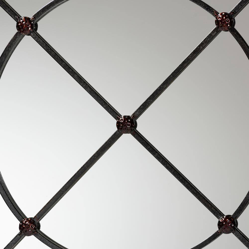 Baxton Studio Ohara 36 in. x 36 in. Modern Round Metal Frame Black Accent Mirror