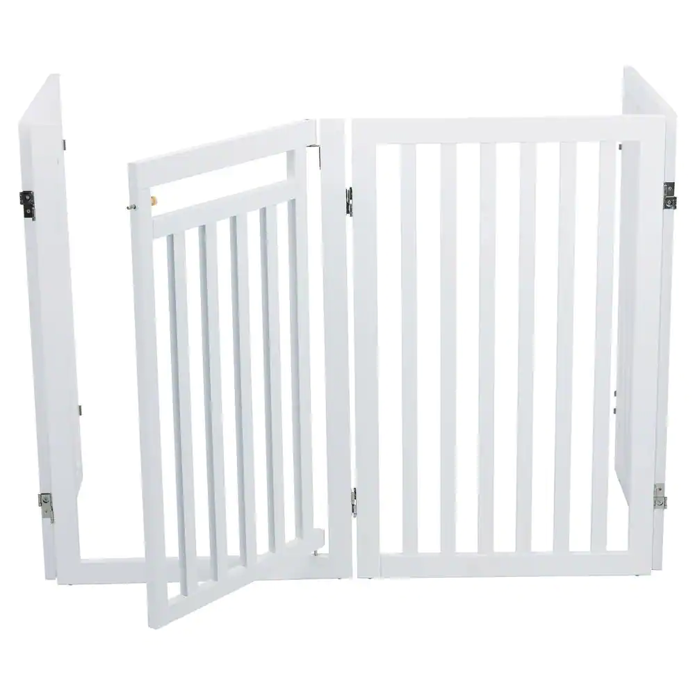 TRIXIE White Pet Gate Wooden 4-Panel Configurable Pet Gate