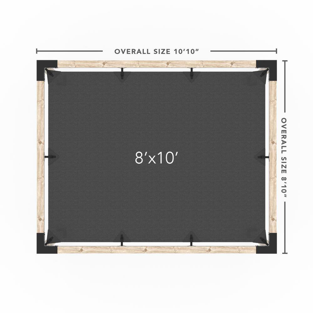 TOJA GRID 8 ft. L x 10 ft. W Pergola Kit with White Shade Sail, 4x4 Wood