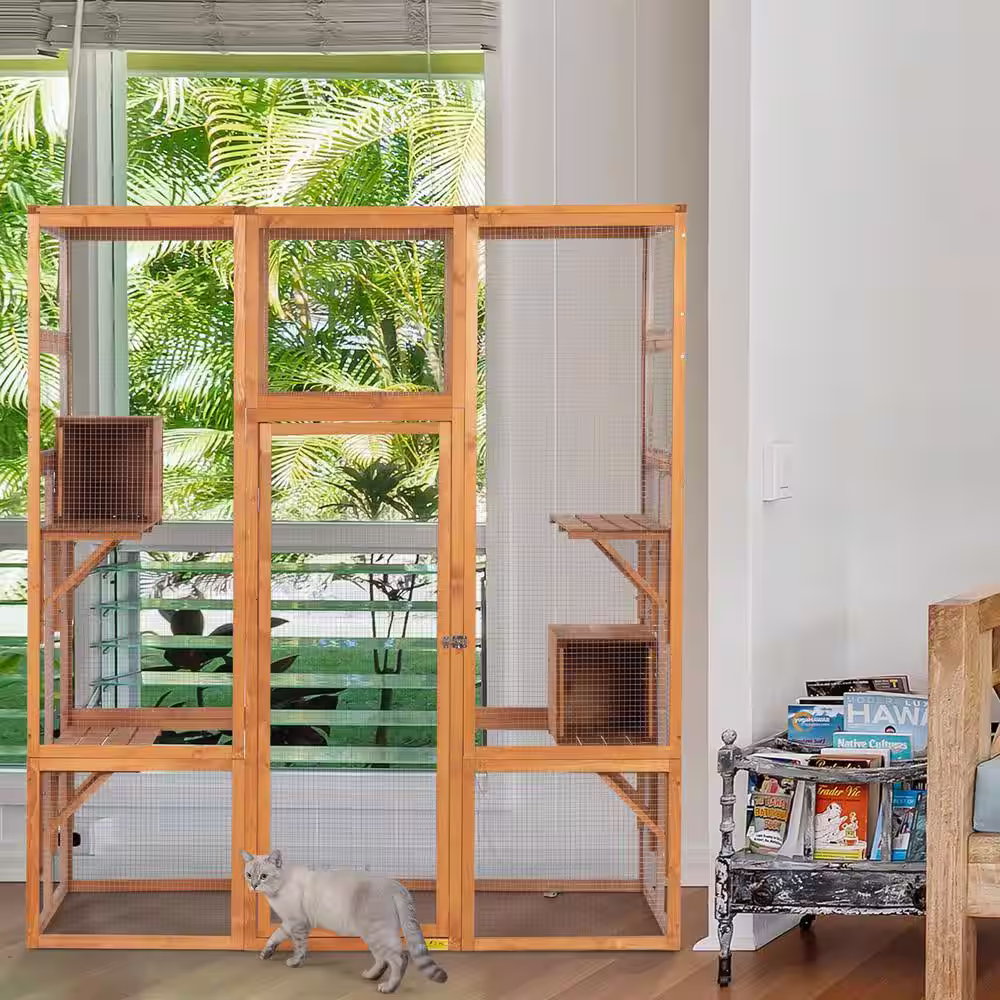 COZIWOW Large Wooden Cat House Catio Enclosure