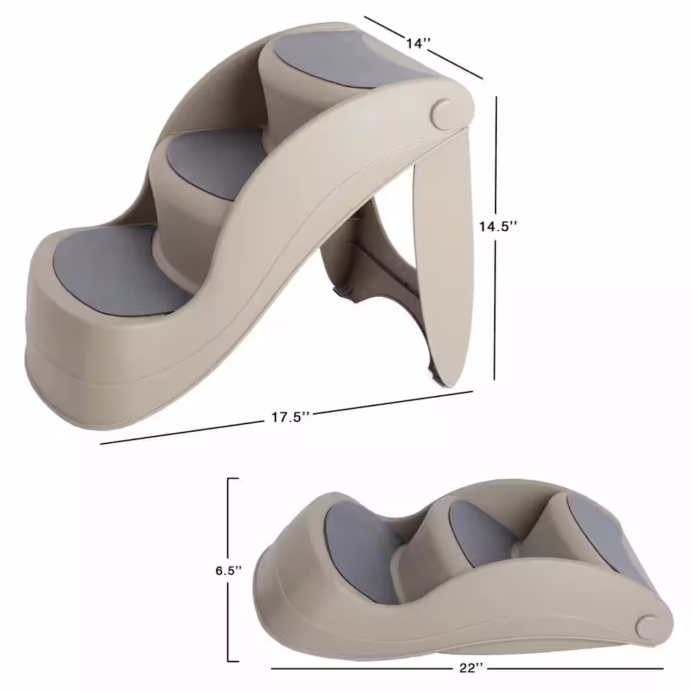 Pet Trex 14.5 in. Gray Nonslip Foldable Pet Steps - 3 Steps