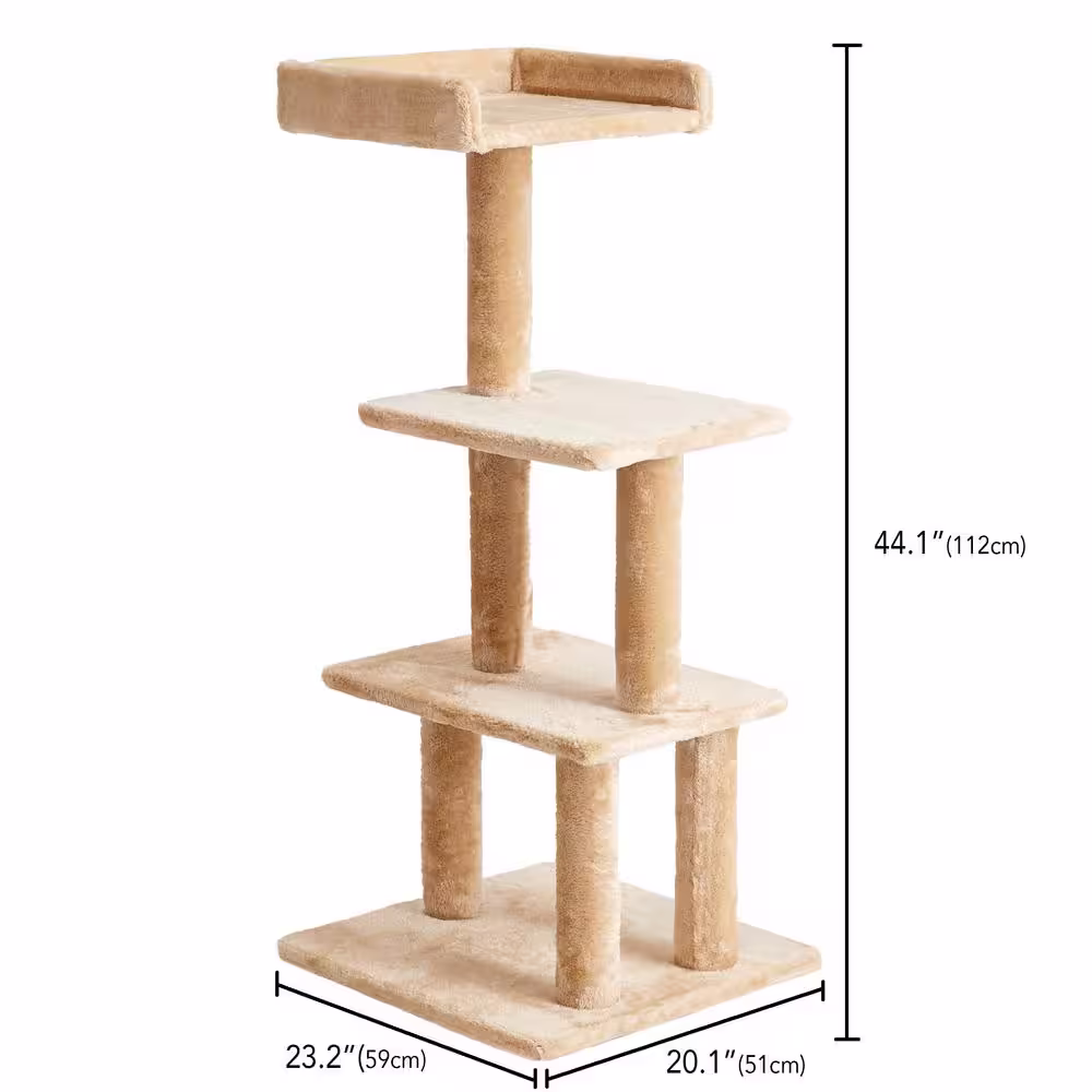 None 44.1 in. Sycamore Cat Tree and Condo