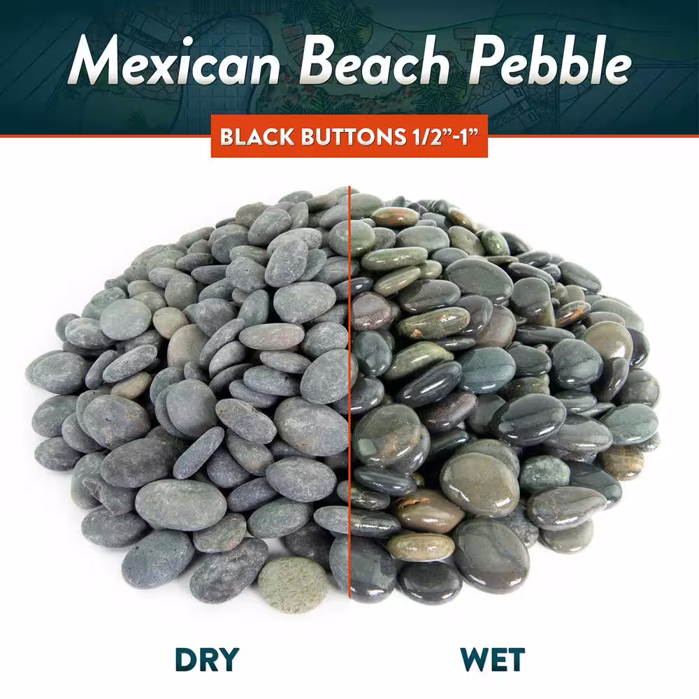 Southwest Boulder & Stone 0.50 cu. ft. 1/2 in. to 1 in. Black Buttons Mexican Beach Pebble Smooth Round Rock for Garden and Landscape Design