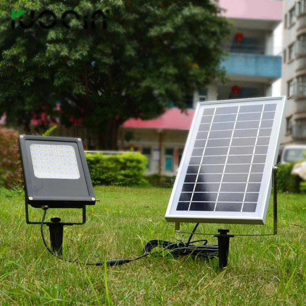 eLEDing Solar Powered 6-Watt Black Outdoor Integrated LED Landscape Flood Light with Bright Selectable for Safety and Decoration