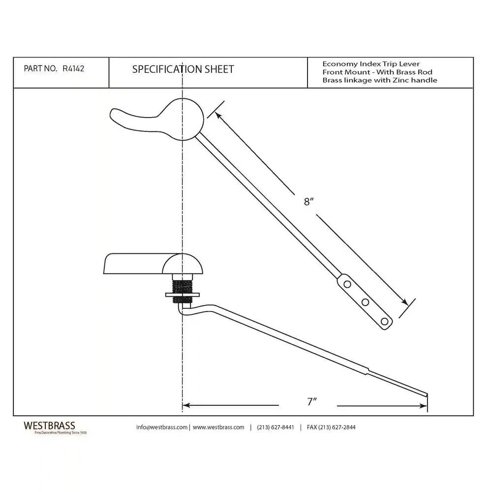 Westbrass Front Mount Toilet Tank Lever in Matte Black