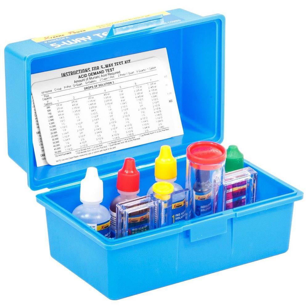 XtremepowerUS 5 Way Swimming Pool Spa Water Chemical Test Kit Balancer For Chlorine Bromine pH Alkalinity