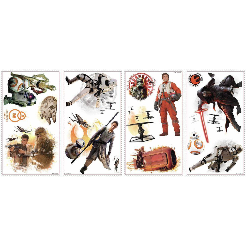 RoomMates 5 in. W x 11.5 in. H Star Wars EP VII Ensemble Cast 15-Piece Peel and Stick Wall Decal