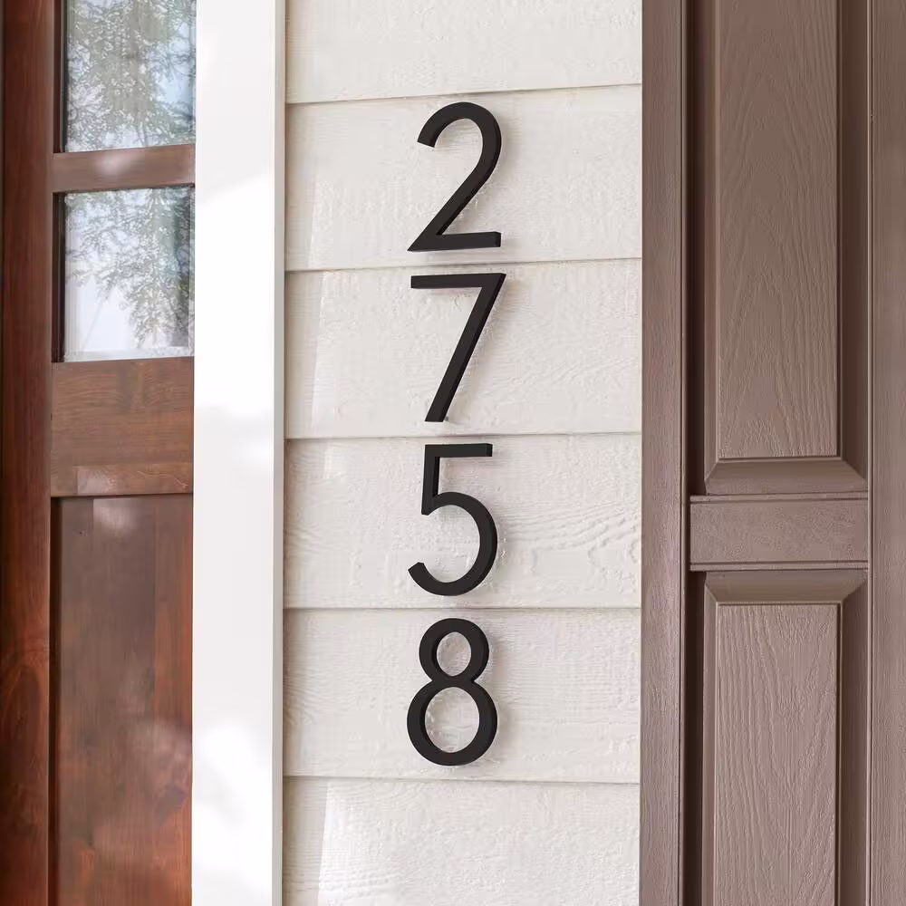 Everbilt 8 in. Matte Black Aluminum Floating or Flat Modern House Number 7