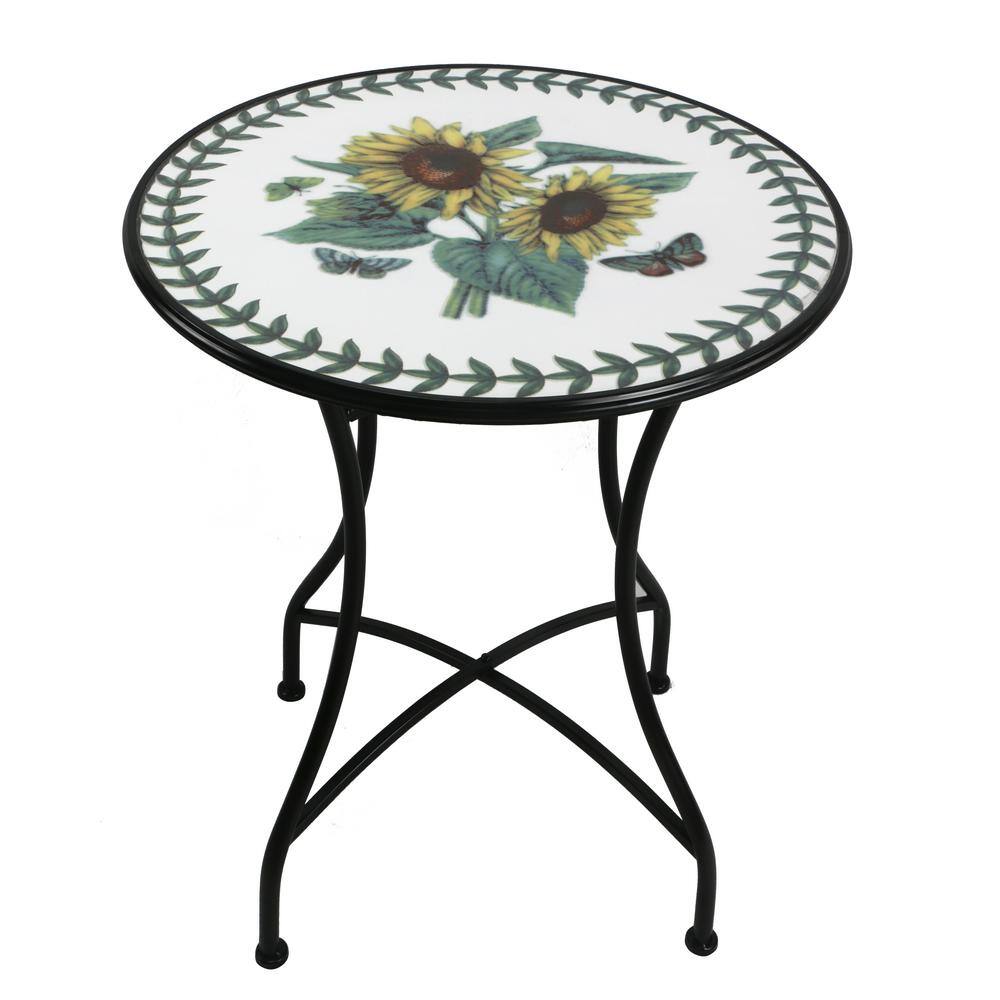 None Round Mosaic 3-Piece Iron Bistro Set Odessa