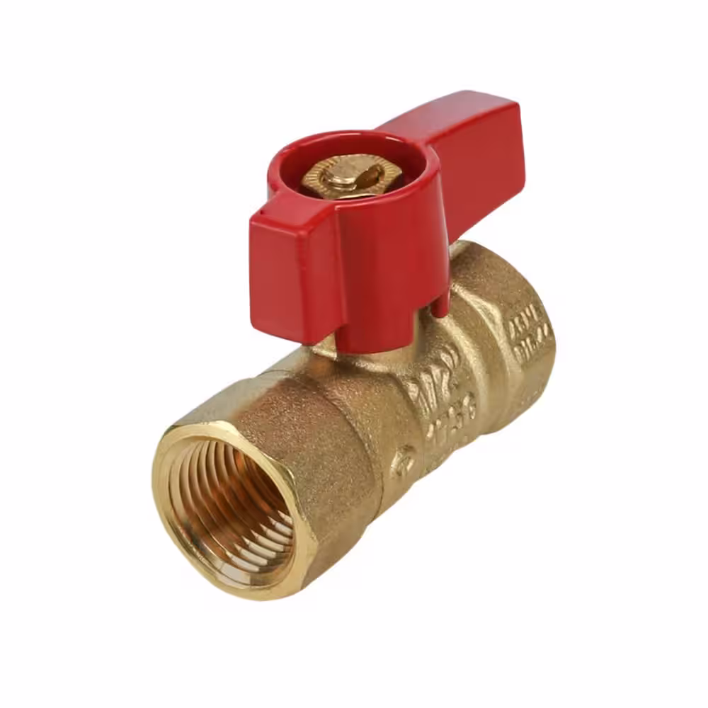 The Plumber's Choice 1 in. FIP Brass Gas Ball Valve with Red Aluminum Alloy Handle (Pack of 5)