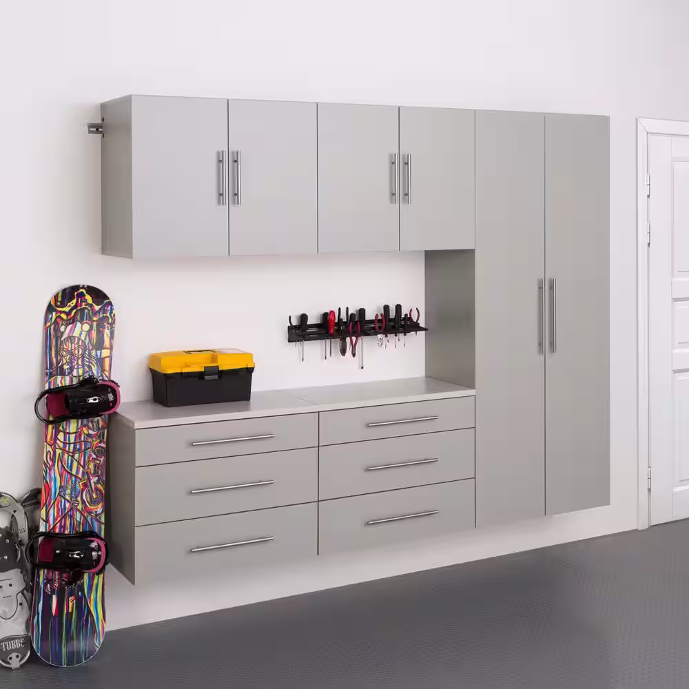 Prepac HangUps 5-Piece Composite Garage Storage System in Light Gray (90 in. W x 72 in. H x 16 in. D)
