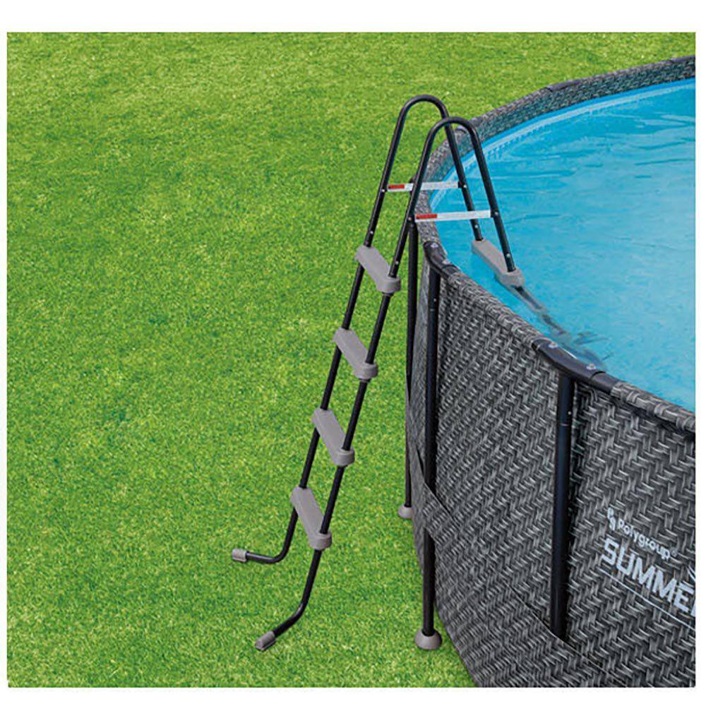 Summer Waves Elite Wicker 18 ft. x 18 ft. Round 48 in. Deep Metal Frame Pool Package