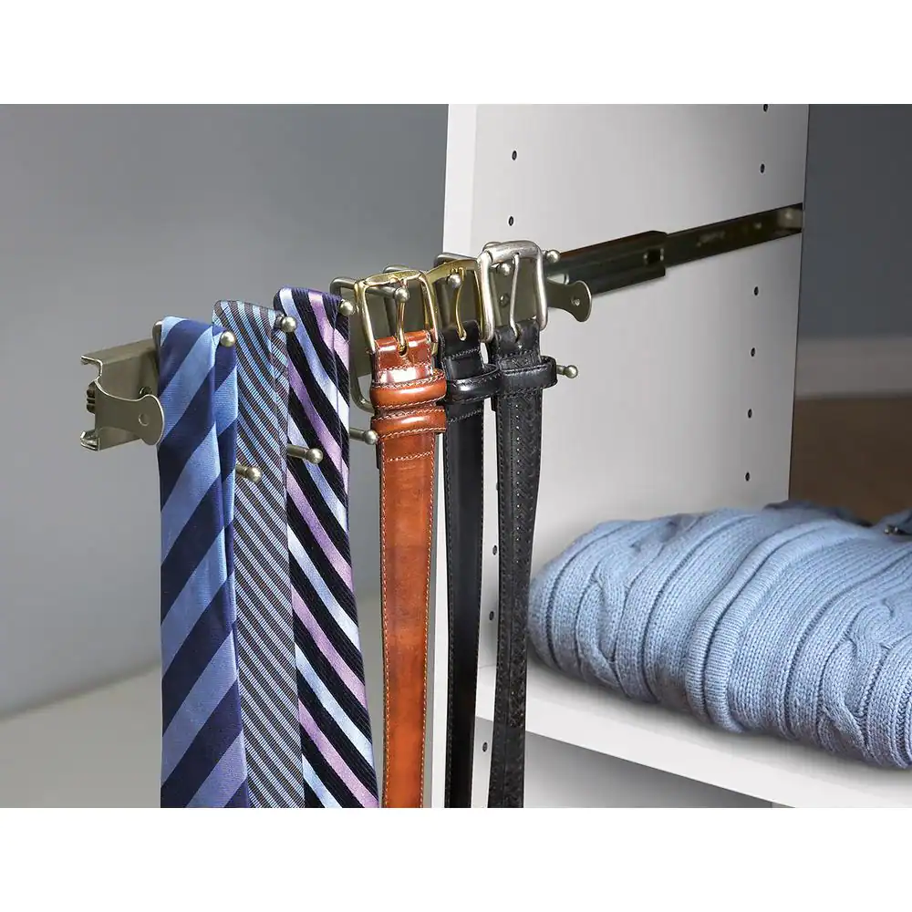 ClosetMaid Style+ 14 Hook Satin Nickel Sliding Tie and Belt Rack