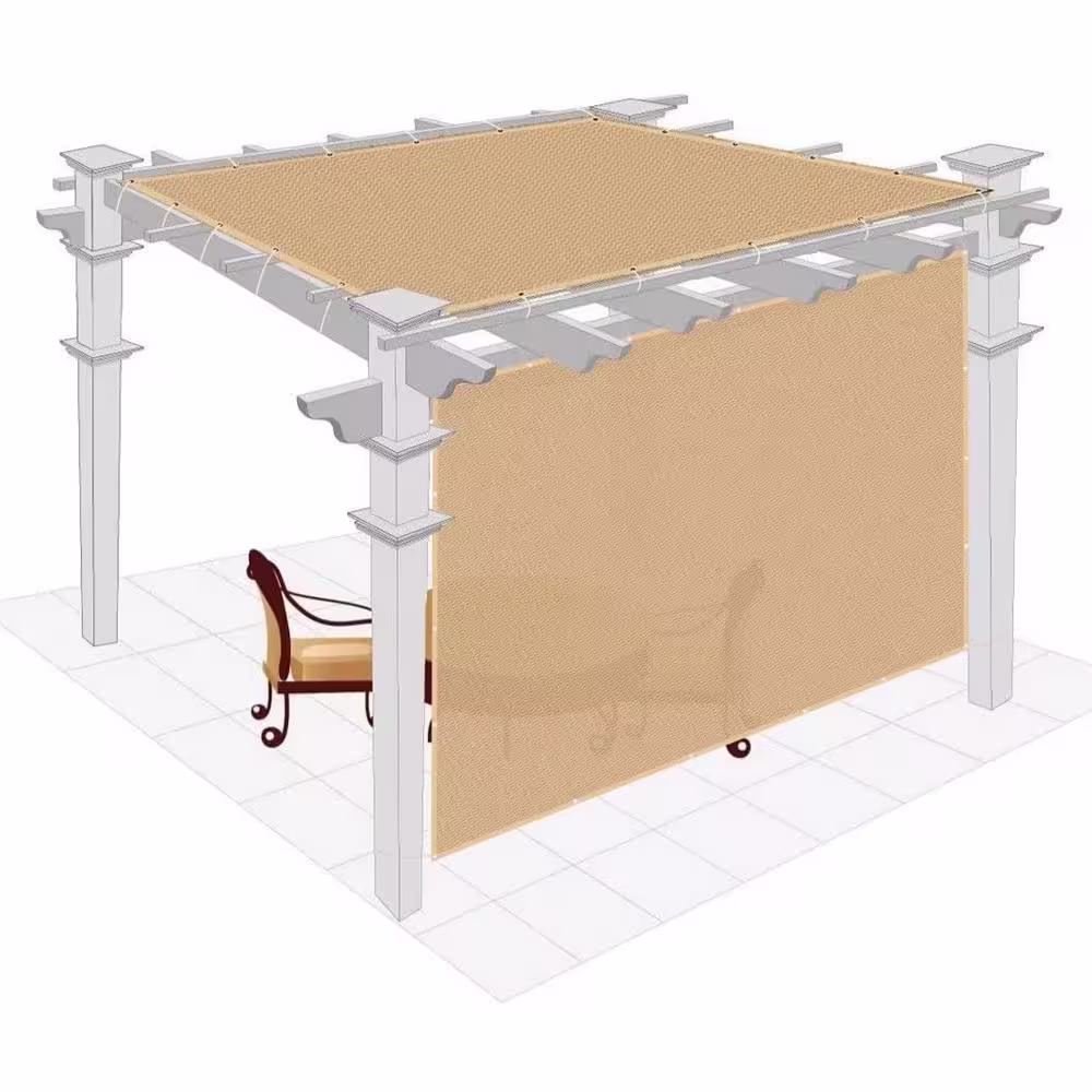 Shatex Outdoor Pergola Shade Cover Canopy for Patio Privacy Shade Screen Panel with Grommets on 2 Sidesï¼?0'x20', Beige