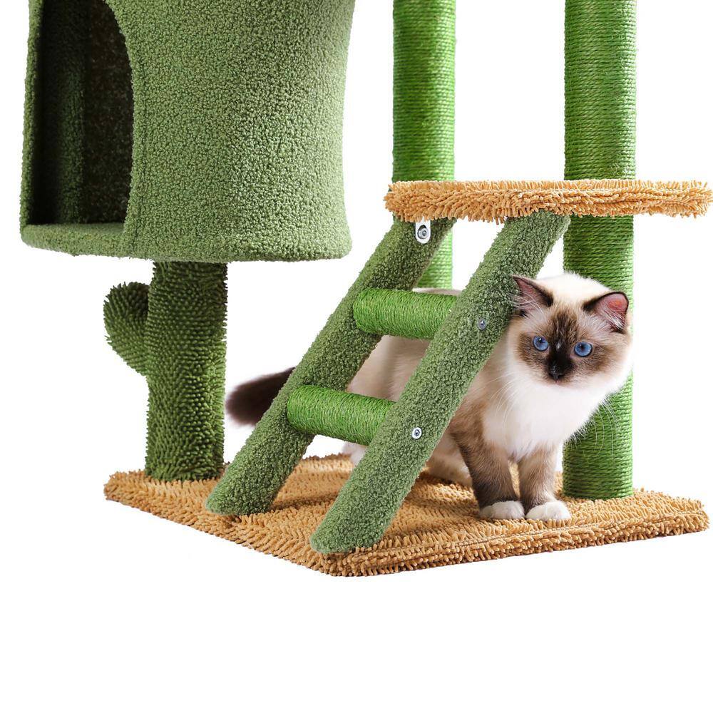 Foobrues Lovely Desert Cactus Cat Tree Ladder Multi Levels Condo