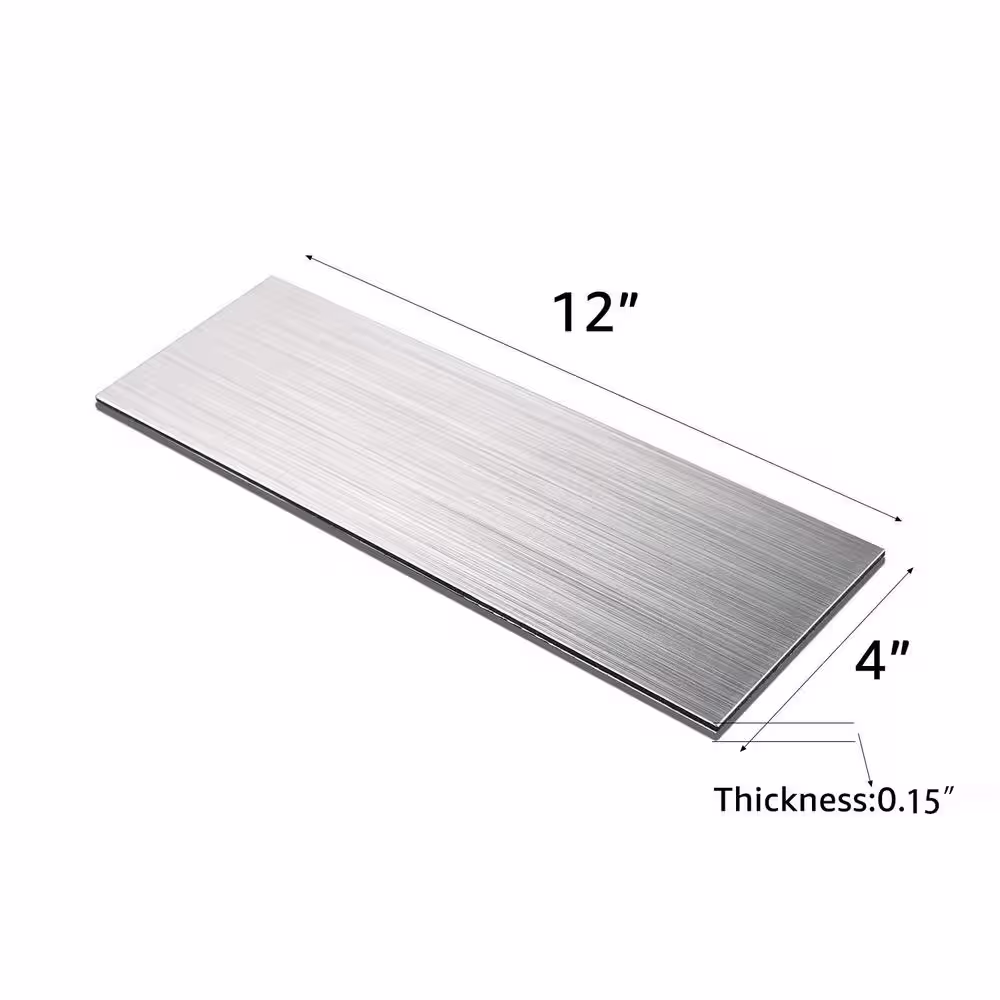 Art3d Subway Backsplash Silver Brushed 12 in. x 4 in. Metal Mosaic Peel and Stick Tile (10 sq. ft./case)