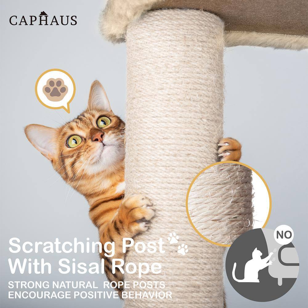 None 40 in. Beige Cat Tower for Indoor Cats, Multi-Level Cat Activity Tree with Scratching Posts, Basket, Cat Cave Condo
