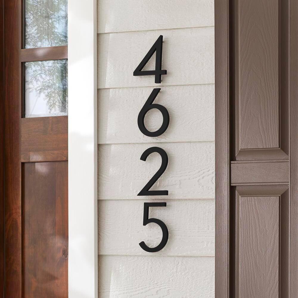 Everbilt 10 in. Matte Black Aluminum Floating or Flat Modern House Number 5