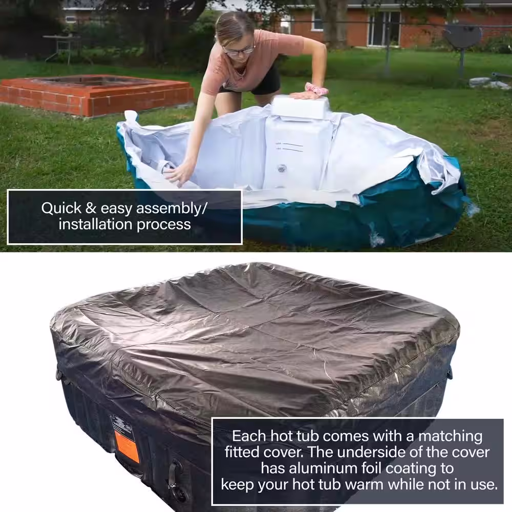 ALEKO Inflatable 4-Person 130-Jets Hot Tub with Cover