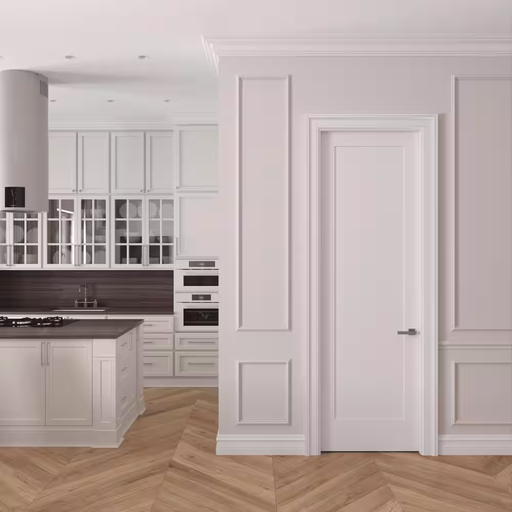 RESO 28 in.  x 96 in. Left-Handed Solid Core Primed White Composite Single Pre-hung Interior Door Oil Rubbed Bronze Hinges