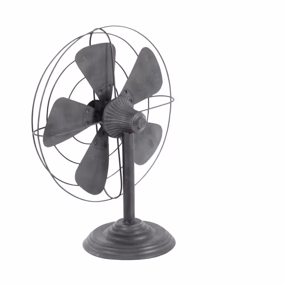 Litton Lane Black Metal Fan Sculpture