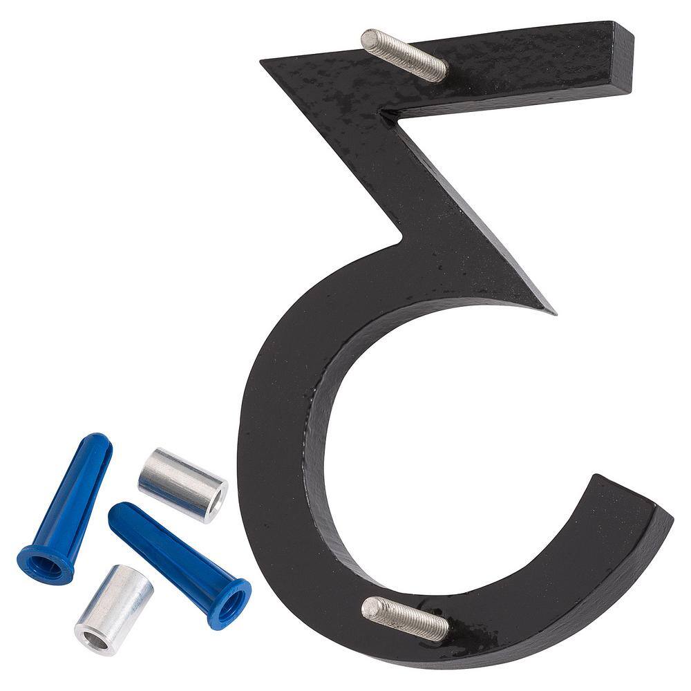 Montague Metal Products 16 in. Black Aluminum Floating or Flat Modern House Number 3