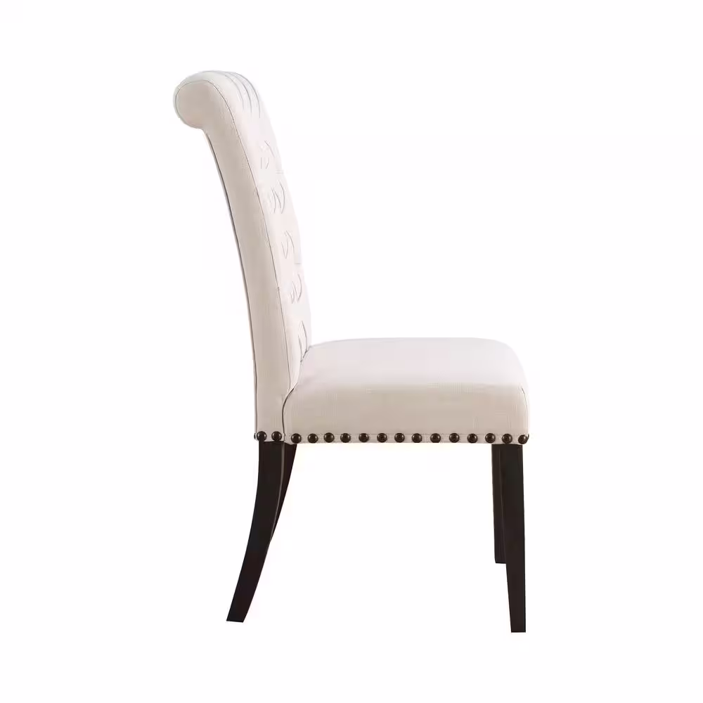 Coaster Phelps Diamond Tufting Beige and Smokey Black Upholstered Dining Side Chairs (Set of 2)